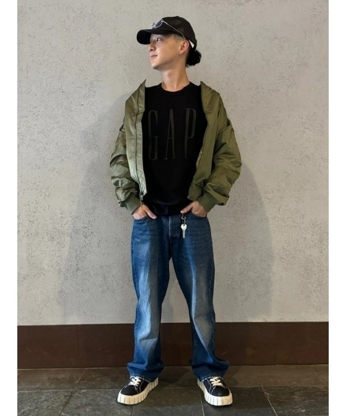 GAP(ギャップ)の「Gapロゴ リラックス ボンバージャケット(MA-1・メンズ・グリーン/ブラック・S/L/M/XS/XL)」の18枚目の写真