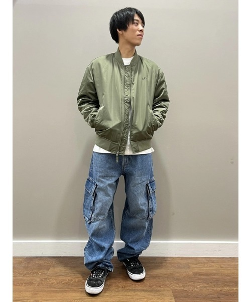 GAP(ギャップ)の「Gapロゴ リラックス ボンバージャケット(MA-1・メンズ・グリーン/ブラック・S/L/M/XS/XL)」の19枚目の写真