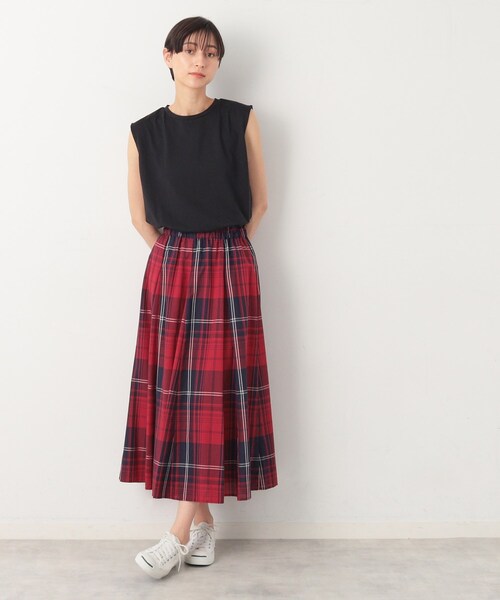 Dessin（デッサン）の「◆【秋色登場・ウエストゴム】映えチェックスカート（XS～L）（スカート・レディース・ブラック系1/レッド系3/ワイン系3・00/01/02/03）」の13枚目の写真