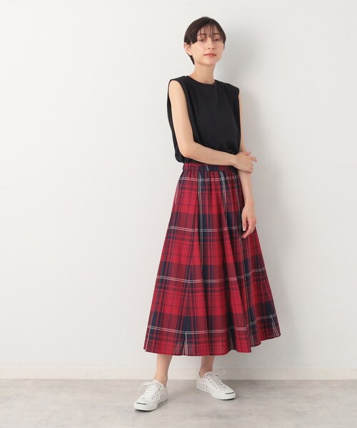 Dessin（デッサン）の「◆【秋色登場・ウエストゴム】映えチェックスカート（XS～L）（スカート・レディース・ブラック系1/レッド系3/ワイン系3・00/01/02/03）」の14枚目の写真