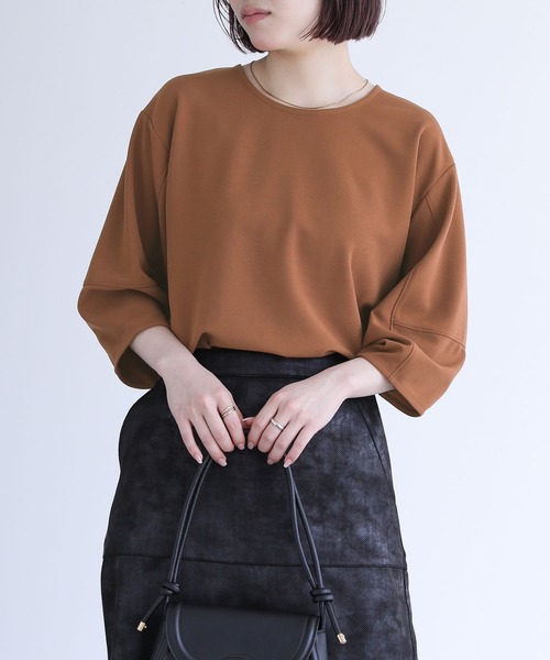 七分袖ランタンスリーブカットソー』（Tシャツ/カットソー）｜n