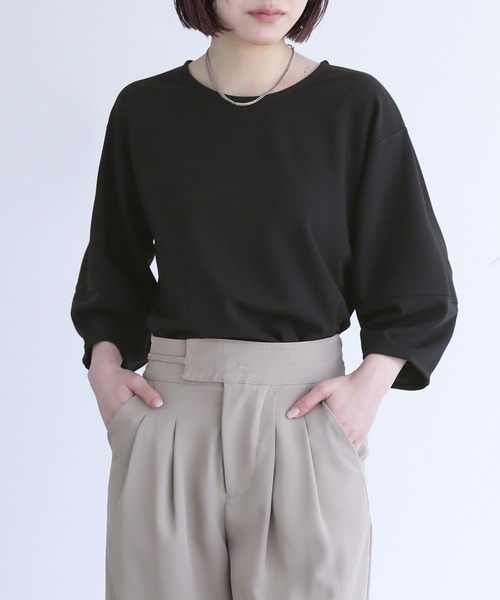 n'OrLABEL（ノアールレーベル）の「『七分袖ランタンスリーブカットソー』（Tシャツ/カットソー・レディース・ブラック/ブラウン/グレイッシュブルー・2/1）」の2枚目の写真
