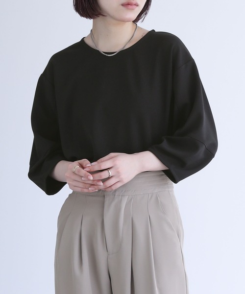 n'OrLABEL（ノアールレーベル）の「『七分袖ランタンスリーブカットソー』（Tシャツ/カットソー・レディース・ブラック/ブラウン/グレイッシュブルー・2/1）」の9枚目の写真