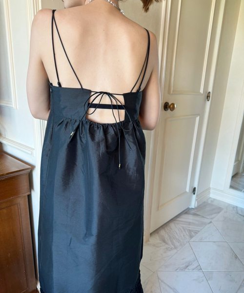 ne quittez pas Frill Cami Dress F ブラック Cotton Poplin Frill Cami Dress | Pasand by ne Quittez pas