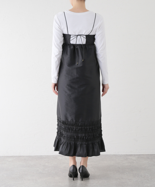ヌキテパ ポリ デュピオン フリル キャミ トップ Poly Dupion Frill Cami Top キャミソール ブラウス 黒 ブラック /SS ■OS ヌキテパ NE QUITTEZ PAS! ポリ デュピオン フリル キャミ
