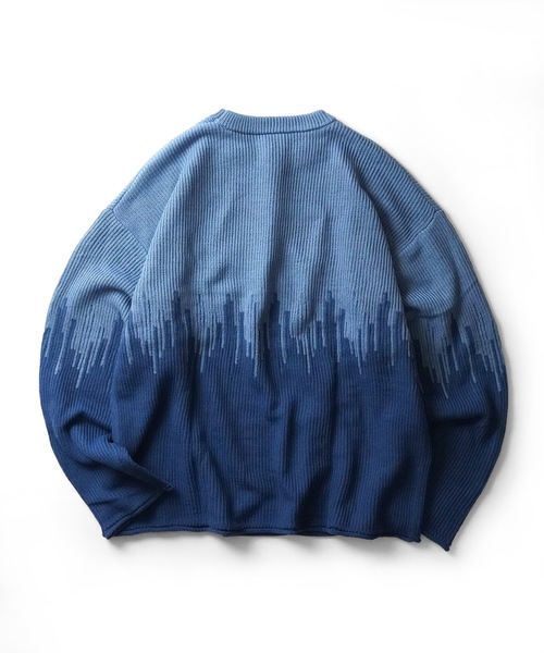 セール】2トーンディップ柄 ルーズシルエット プルオーバーニット ユニ