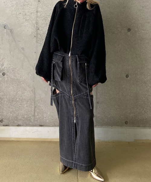 THINGS THAT MATTER（シングス ザット マター）の「NOTCH WORK DENIM SKIRT / ノッチワークデニムスカート（デニムスカート・レディース・ブラック/ブルー・2/1）」の16枚目の写真