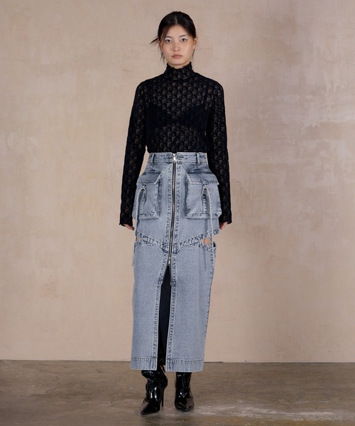セール】NOTCH WORK DENIM SKIRT / ノッチワークデニムスカート