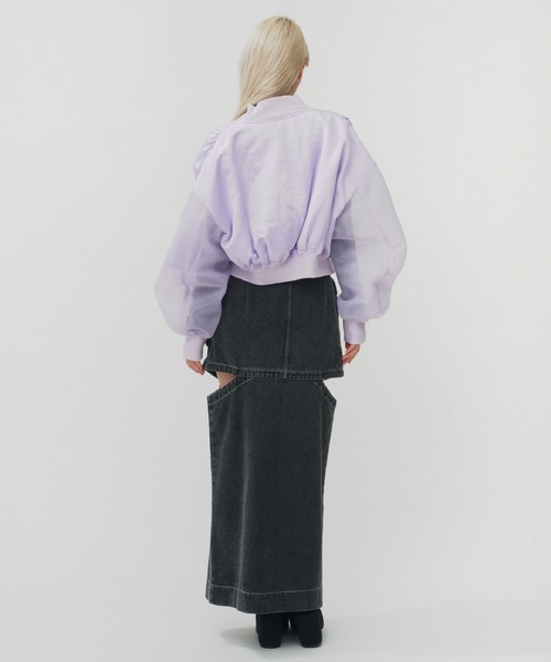 THINGS THAT MATTER（シングス ザット マター）の「NOTCH WORK DENIM SKIRT / ノッチワークデニムスカート（デニムスカート・レディース・ブラック/ブルー・2/1）」の7枚目の写真