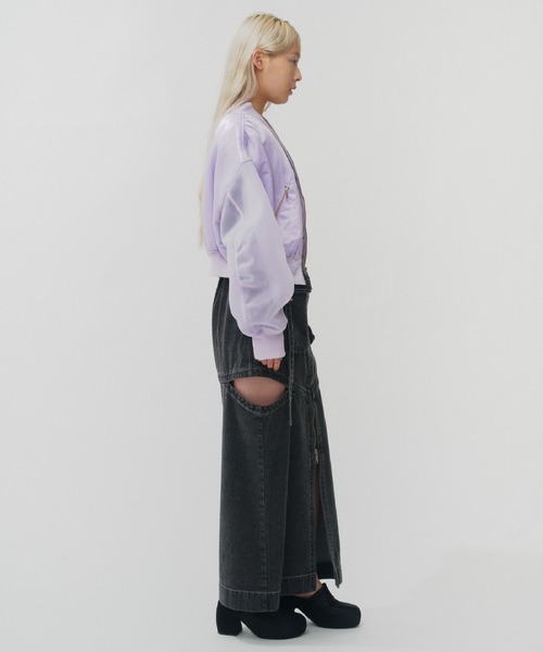 THINGS THAT MATTER（シングス ザット マター）の「NOTCH WORK DENIM SKIRT / ノッチワークデニムスカート（デニムスカート・レディース・ブラック/ブルー・2/1）」の6枚目の写真