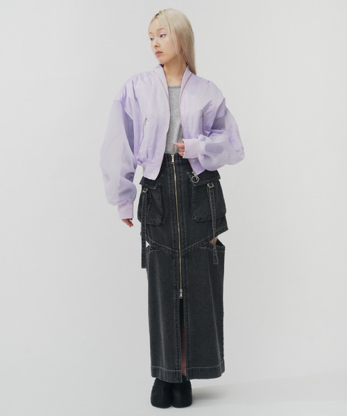 THINGS THAT MATTER（シングス ザット マター）の「NOTCH WORK DENIM SKIRT / ノッチワークデニムスカート（デニムスカート・レディース・ブラック/ブルー・2/1）」の5枚目の写真