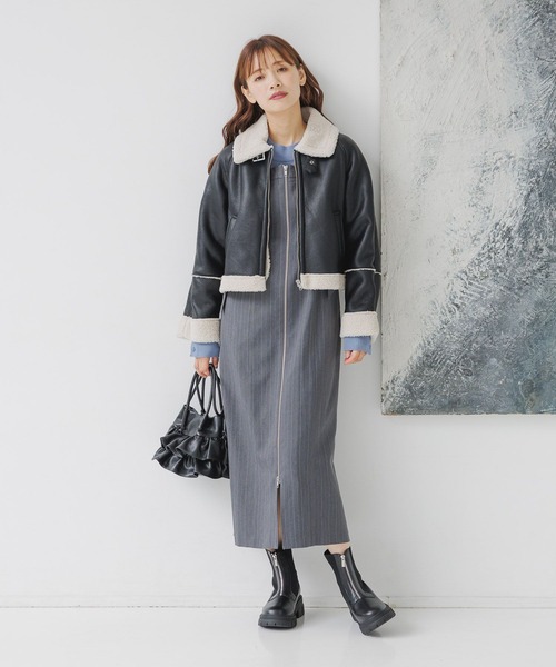 mysty woman（ミスティウーマン）の「フロントZIPアソートジャンスカ  151766（ジャンパースカート・レディース・グレイッシュベージュ/グレー系その他/ブラック・FREE）」の19枚目の写真