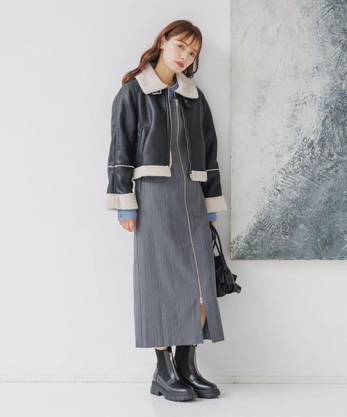 mysty woman（ミスティウーマン）の「フロントZIPアソートジャンスカ  151766（ジャンパースカート・レディース・グレイッシュベージュ/グレー系その他/ブラック・FREE）」の20枚目の写真