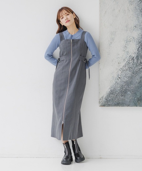 mysty woman（ミスティウーマン）の「フロントZIPアソートジャンスカ  151766（ジャンパースカート・レディース・グレイッシュベージュ/グレー系その他/ブラック・FREE）」の21枚目の写真