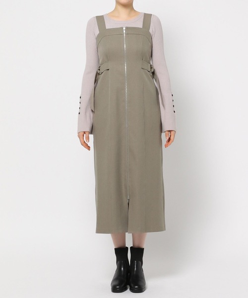 mysty woman（ミスティウーマン）の「フロントZIPアソートジャンスカ  151766（ジャンパースカート・レディース・グレイッシュベージュ/グレー系その他/ブラック・FREE）」の22枚目の写真