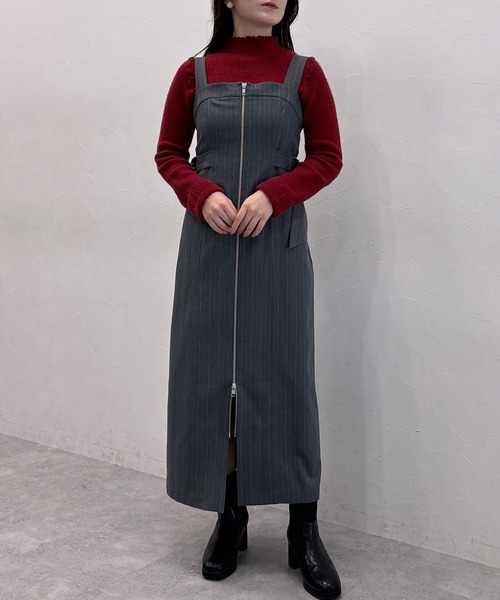 mysty woman（ミスティウーマン）の「フロントZIPアソートジャンスカ  151766（ジャンパースカート・レディース・グレイッシュベージュ/グレー系その他/ブラック・FREE）」の9枚目の写真