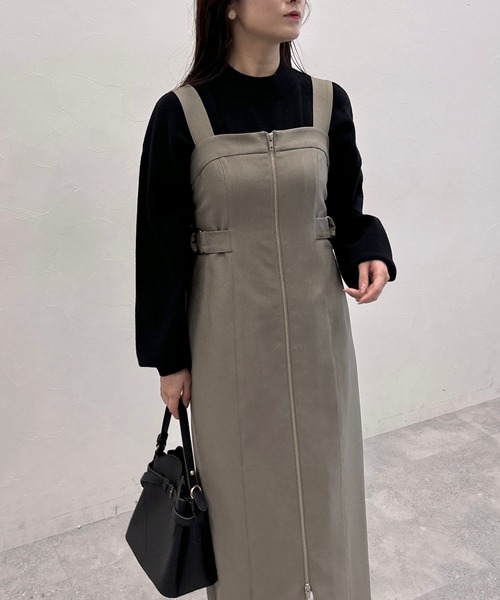 mysty woman（ミスティウーマン）の「フロントZIPアソートジャンスカ  151766（ジャンパースカート・レディース・グレイッシュベージュ/グレー系その他/ブラック・FREE）」の10枚目の写真