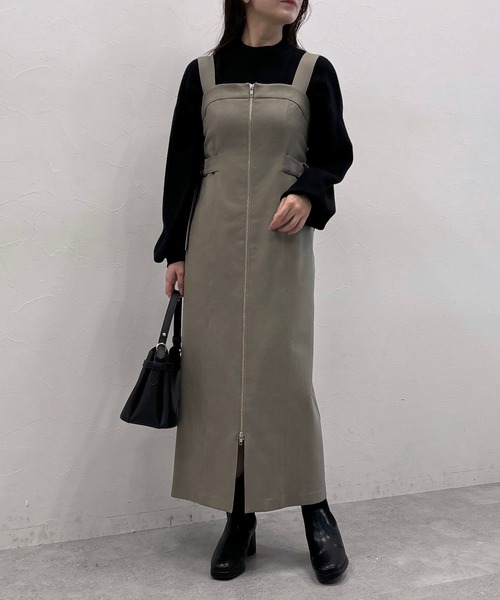 mysty woman（ミスティウーマン）の「フロントZIPアソートジャンスカ  151766（ジャンパースカート・レディース・グレイッシュベージュ/グレー系その他/ブラック・FREE）」の11枚目の写真