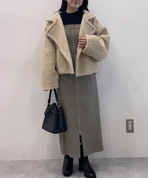 mysty woman（ミスティウーマン）の「フロントZIPアソートジャンスカ  151766（ジャンパースカート・レディース・グレイッシュベージュ/グレー系その他/ブラック・FREE）」の12枚目の写真