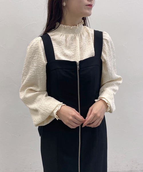 mysty woman（ミスティウーマン）の「フロントZIPアソートジャンスカ  151766（ジャンパースカート・レディース・グレイッシュベージュ/グレー系その他/ブラック・FREE）」の13枚目の写真