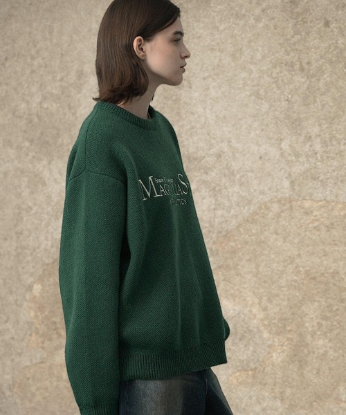 EMMA CLOTHES（エマクローズ）の「レトロスポーツジャガードモヘアライクニット（ニット/セーター・メンズ・ブラック/オートミール/グリーン/ホワイト/ダークネイビー・M/L）」の21枚目の写真