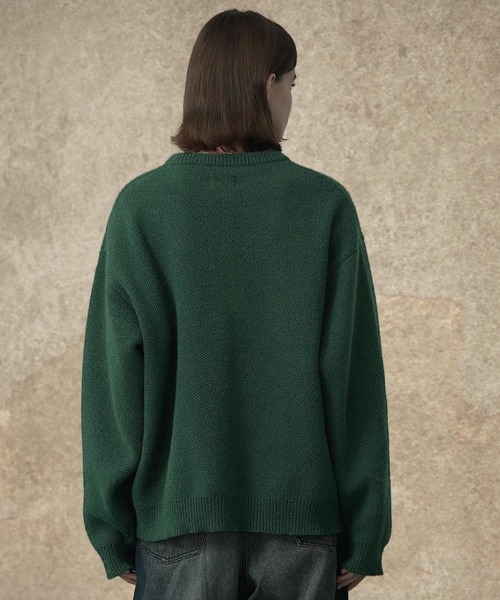EMMA CLOTHES（エマクローズ）の「レトロスポーツジャガードモヘアライクニット（ニット/セーター・メンズ・ブラック/オートミール/グリーン/ホワイト/ダークネイビー・M/L）」の22枚目の写真
