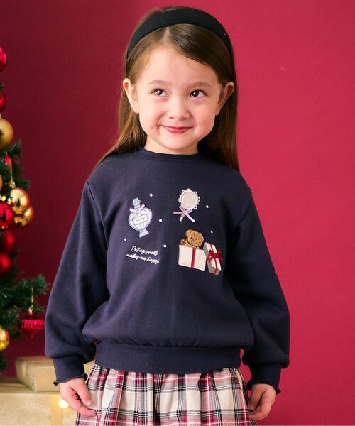 apres les cours（アプレレクール）の「スイーツ・プレゼントモチーフトレーナー（スウェット・キッズ・アイボリー/ネイビー/サーモンピンク・80/90/100/110/120/130/140）」の3枚目の写真