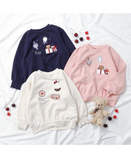 apres les cours（アプレレクール）の「スイーツ・プレゼントモチーフトレーナー（スウェット・キッズ・アイボリー/ネイビー/サーモンピンク・80/90/100/110/120/130/140）」の11枚目の写真