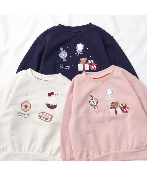 apres les cours（アプレレクール）の「スイーツ・プレゼントモチーフトレーナー（スウェット・キッズ・アイボリー/ネイビー/サーモンピンク・80/90/100/110/120/130/140）」の13枚目の写真