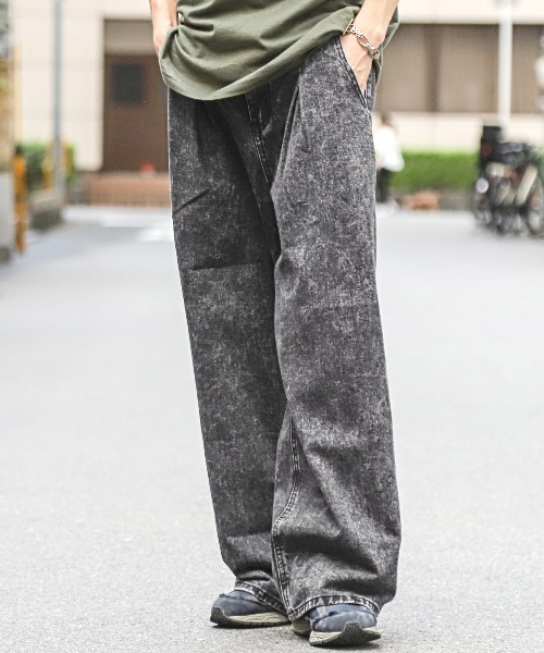 セール】ヴィンテージ加工ワイドデニムパンツ（デニムパンツ