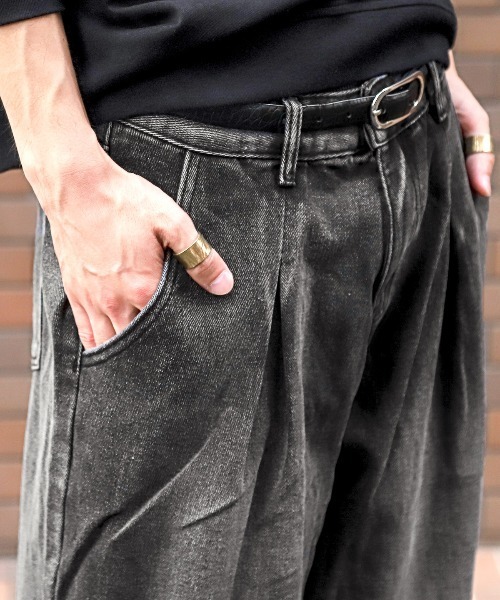 LUXSTYLE(ラグスタイル)の「ヴィンテージ加工ワイドデニムパンツ(デニムパンツ・メンズ・ブラック系その他/ブルー系その他/ブラック系その他2/ケミカルウォッシュ・M/S/L)」の15枚目の写真