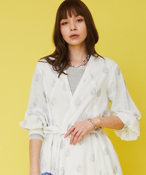 ブラウス シャツ 「INDUS luxury for JETSET SOLO PLUS」ホイルプリントボリュームスリーブブラウス レディース セール】【INDUS luxury for JETSET SOLO PLUS】ホイルプリント