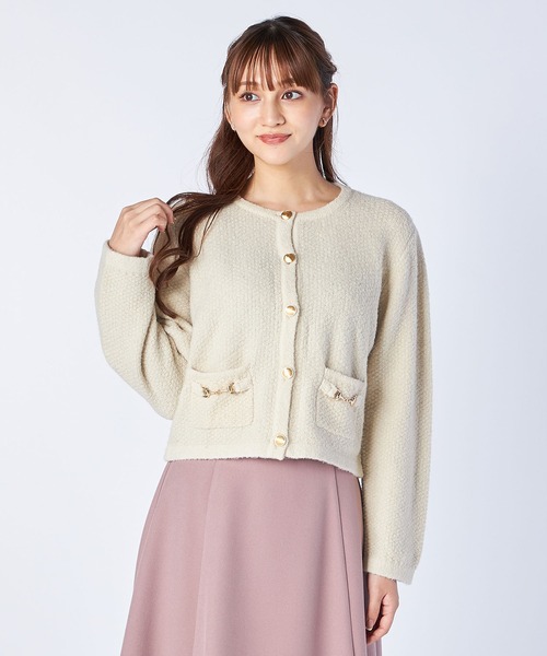 【セール】ニットジャケットカーディガン（ノーカラージャケット）｜LAISSE PASSE（レッセパッセ）