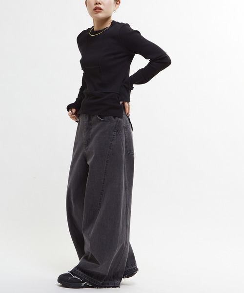 CONVERSE TOKYO（コンバーストウキョウ）の「【HL】DENIM BAGGY PANTS（デニムパンツ・レディース・グレー/ホワイト・SMALL/MEDIUM）」の16枚目の写真