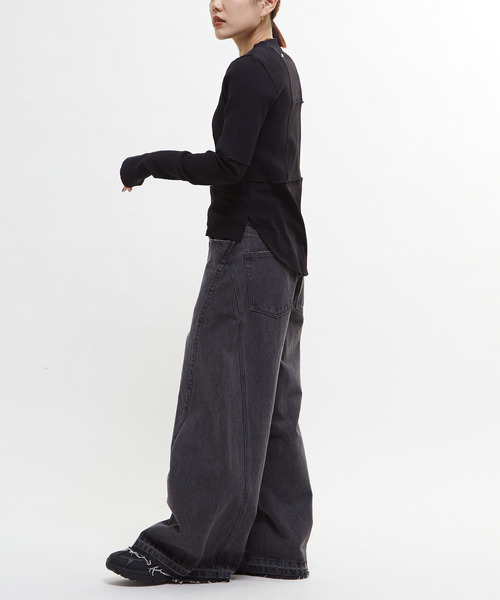 CONVERSE TOKYO（コンバーストウキョウ）の「【HL】DENIM BAGGY PANTS（デニムパンツ・レディース・グレー/ホワイト・SMALL/MEDIUM）」の17枚目の写真