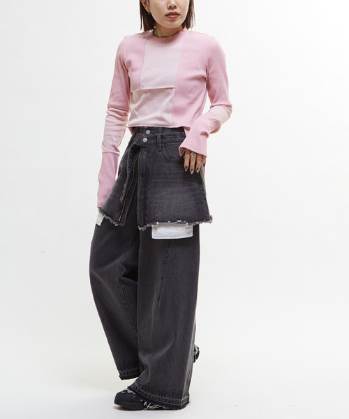 CONVERSE TOKYO（コンバーストウキョウ）の「【HL】DENIM BAGGY PANTS（デニムパンツ・レディース・グレー/ホワイト・SMALL/MEDIUM）」の19枚目の写真