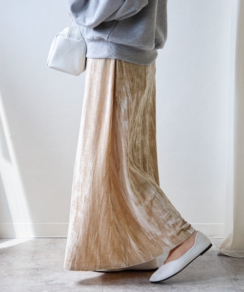 TRIANGLE PALETTE（トライアングルパレット）の「ベロアフレアスカート（スカート・レディース・グレー/ローズ/ブラウン/ベージュ・FREE）」の10枚目の写真