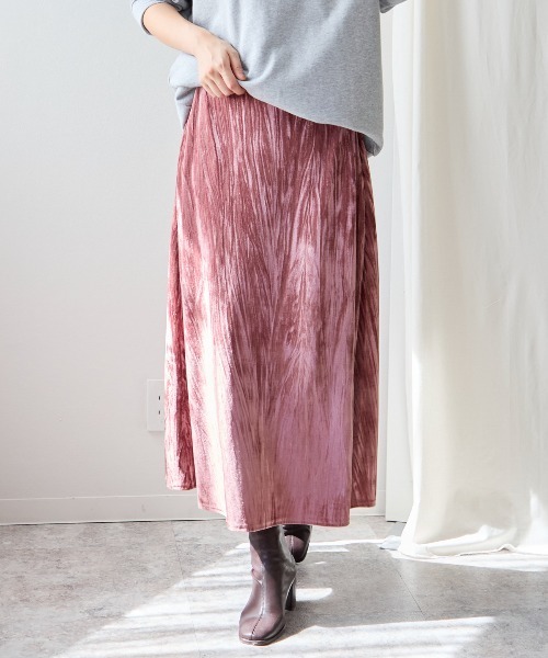 TRIANGLE PALETTE（トライアングルパレット）の「ベロアフレアスカート（スカート・レディース・グレー/ローズ/ブラウン/ベージュ・FREE）」の21枚目の写真