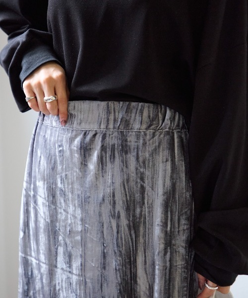 TRIANGLE PALETTE（トライアングルパレット）の「ベロアフレアスカート（スカート・レディース・グレー/ローズ/ブラウン/ベージュ・FREE）」の5枚目の写真
