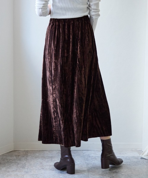 TRIANGLE PALETTE（トライアングルパレット）の「ベロアフレアスカート（スカート・レディース・グレー/ローズ/ブラウン/ベージュ・FREE）」の18枚目の写真