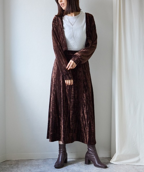 TRIANGLE PALETTE（トライアングルパレット）の「ベロアフレアスカート（スカート・レディース・グレー/ローズ/ブラウン/ベージュ・FREE）」の20枚目の写真