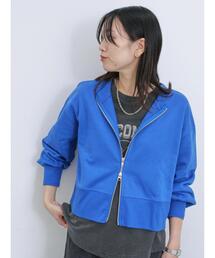 Samansa Mos2 blue | ◎前後2wayダブルジップスウェット(Tシャツ/カットソー)