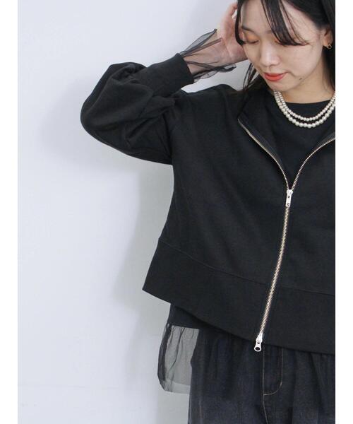 Samansa Mos2 blue（サマンサモスモスブルー）の「◎前後2wayダブルジップスウェット（Tシャツ/カットソー・レディース・トップグレー/ブルー/ブラック・F）」の2枚目の写真