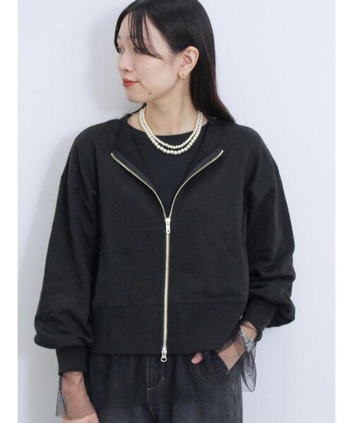 Samansa Mos2 blue（サマンサモスモスブルー）の「◎前後2wayダブルジップスウェット（Tシャツ/カットソー・レディース・トップグレー/ブルー/ブラック・F）」の6枚目の写真