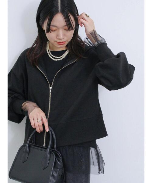 Samansa Mos2 blue（サマンサモスモスブルー）の「◎前後2wayダブルジップスウェット（Tシャツ/カットソー・レディース・トップグレー/ブルー/ブラック・F）」の8枚目の写真