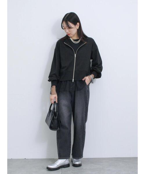 Samansa Mos2 blue（サマンサモスモスブルー）の「◎前後2wayダブルジップスウェット（Tシャツ/カットソー・レディース・トップグレー/ブルー/ブラック・F）」の9枚目の写真