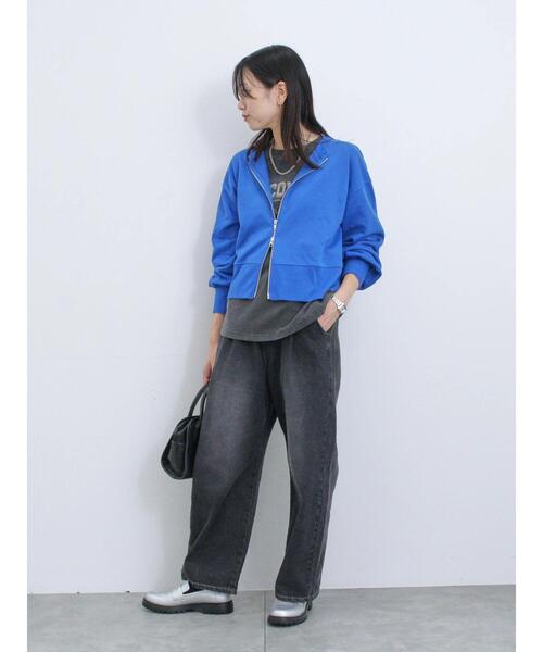 Samansa Mos2 blue（サマンサモスモスブルー）の「◎前後2wayダブルジップスウェット（Tシャツ/カットソー・レディース・トップグレー/ブルー/ブラック・F）」の15枚目の写真