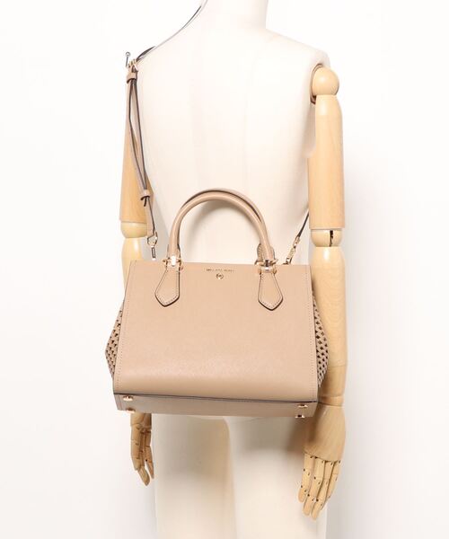 MICHAEL KORS（マイケルコース）の「MARILYN ウーヴン サフィアーノ レザー サッチェル ミディアム（ハンドバッグ・レディース・キャメル・FREE）」の5枚目の写真