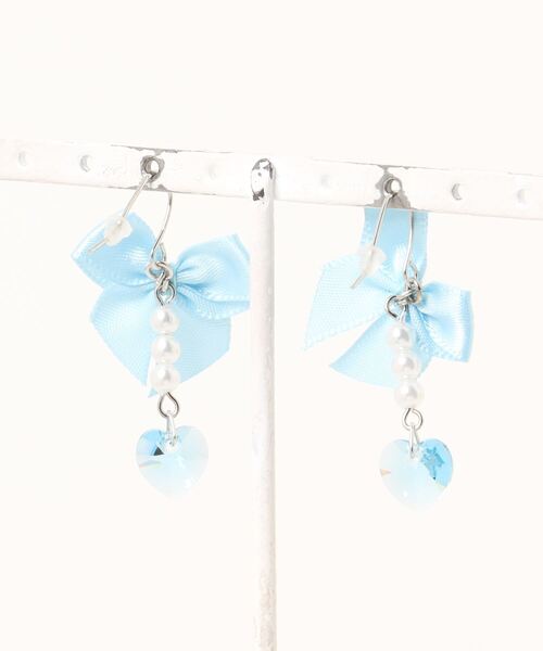 VIBGYOR(ヴィブジョー)の「【MUURABBTI】リボンとハートピアス(MA)(ピアス(両耳用)・レディース・イエロー/ブルー/パープル/ピンク・FREE)」の12枚目の写真