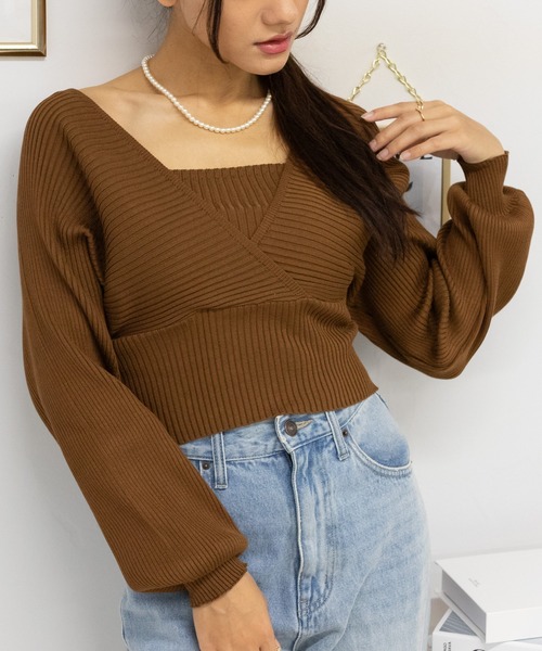 pumpkin port(パンプキンポート)の「バックリボン アンサンブル風 リブニット(ニット/セーター・レディース・ブラック/ブラウン/レッド/ピンク/アイボリー・M)」の21枚目の写真